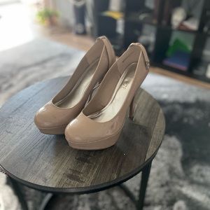 Beige platform heel